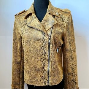 CLOSET CLEAR OUT FAUX LEATHER PYTHON MOTO JACKET